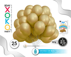 GLOBOS PERLA 25PC 12/30CM ORO - yupiparty