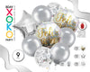 SET GLOBO FELIZ DIA PLATA 9PC - yupiparty