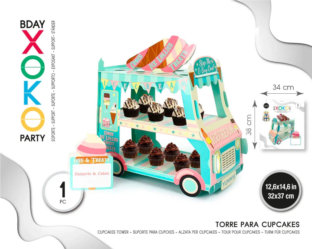 TORRE CUPCAKE COCHE HELADO - yupiparty