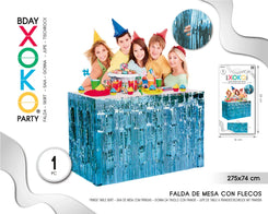 FALDA DE MESA FLECO AZUL CLARO 275*74CM - yupiparty