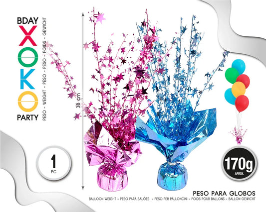 PESO PARA GLOBOS ROSA/AZUL - yupiparty