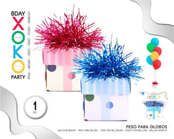 PESOS PARA GLOBO CAJA DE REGALO ROSA/AZU - yupiparty
