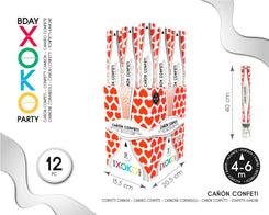 CAÑON CONFETTI CORAZONES ROJOS 40CM - yupiparty