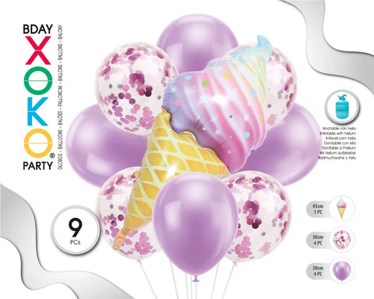 SET HELADO 9PC GLOBOS - yupiparty