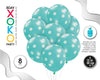 GLOBOS LATEX AZUL TIFFANY 8PC 30CM/2.8 L - yupiparty
