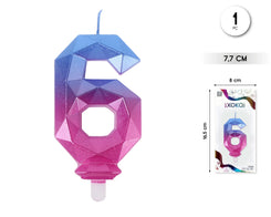 VELA 7.7CM DIAMANTE AZUL+FUCSIA 6 - yupiparty