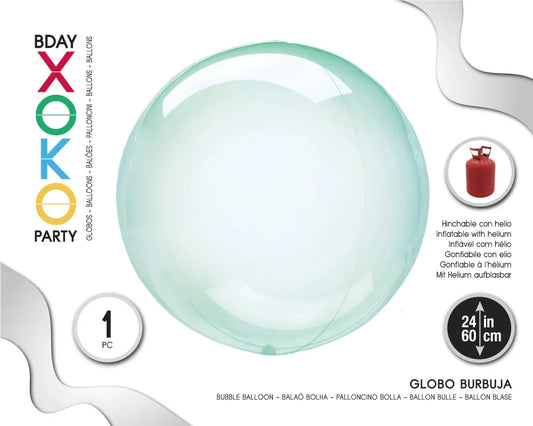 GLOBO BURBUJA VERDE 24/60CM - yupiparty