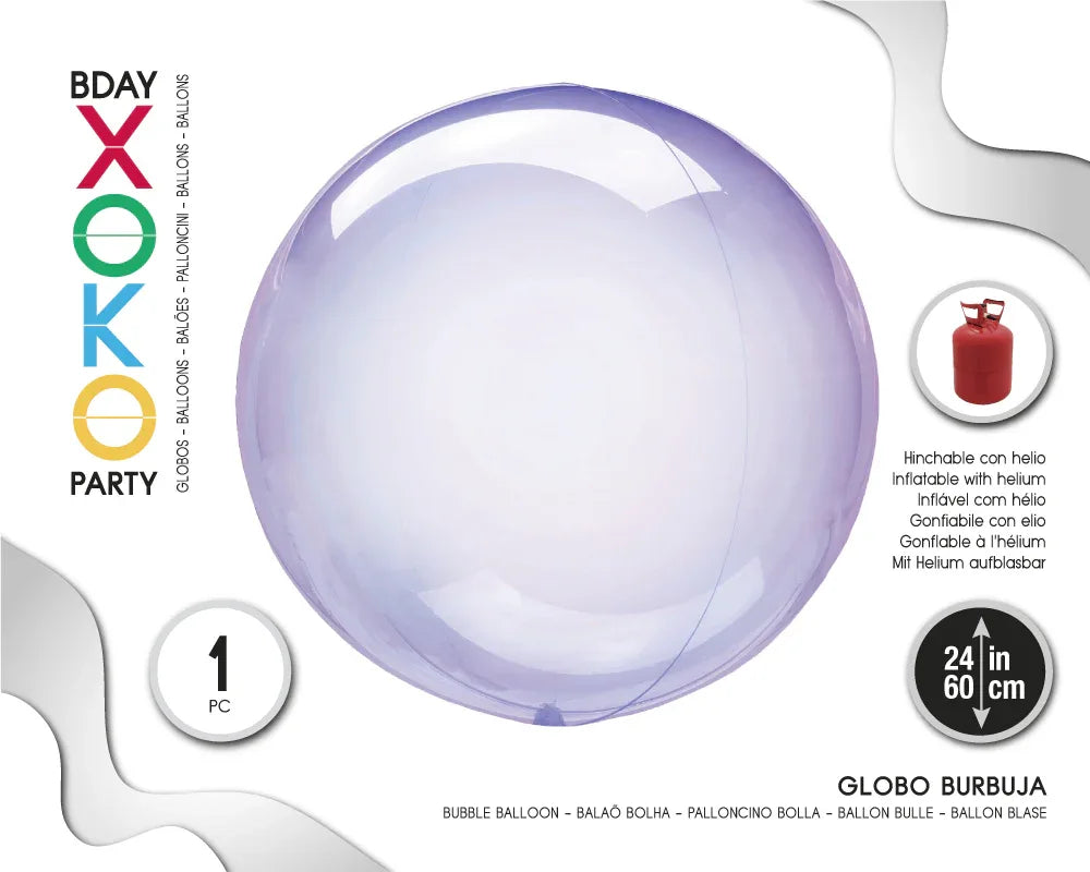 GLOBO BURBUJA MORADO 24/60CM - yupiparty