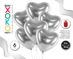 GLOBOS METALIZADOS 30CM 6PC CORAZON PLAT - yupiparty