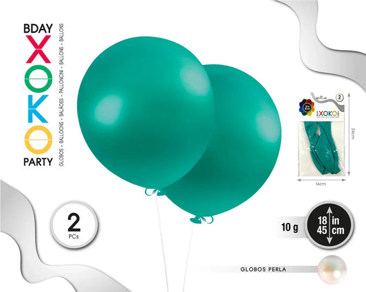 GLOBO 10G/45CM AZUL TIFFANY PERLADO 2PC - yupiparty