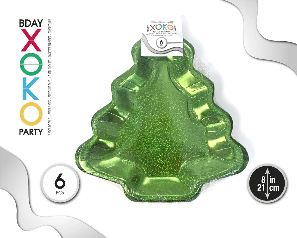 PLATO ARBOL DE NAVIDAD VERDED 21*20CM - yupiparty