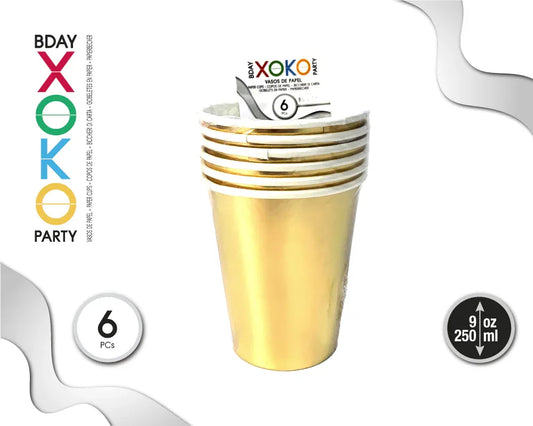 VASO DORADO 9oz/270ML 6PC - yupiparty