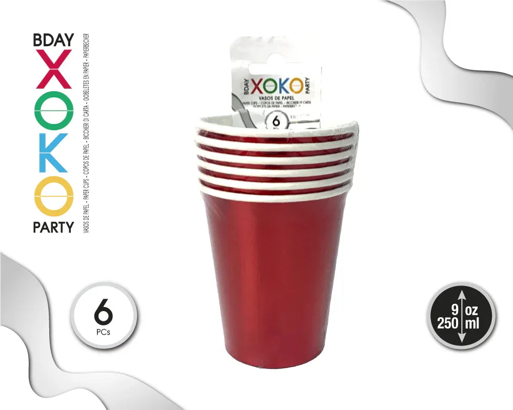 VASO ROJO 9oz/270ML 6PC - yupiparty