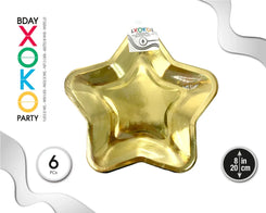 PLATO ESTRELLA DORADO 8´´/20CM 6PC - yupiparty