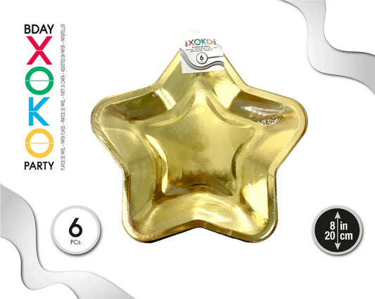 PLATO ESTRELLA DORADO 8´´/20CM 6PC - yupiparty