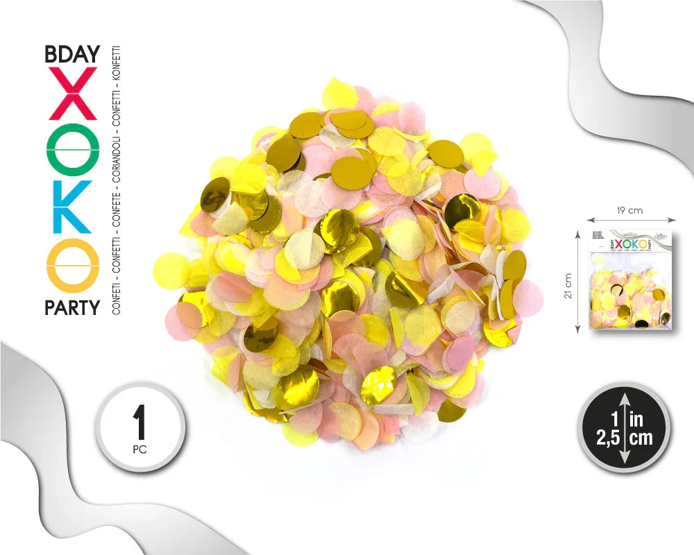 CONFETTI 2.5CM ORO/ROSA - yupiparty