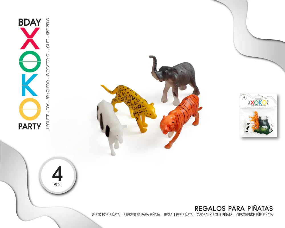 PACK PINATA ANIMALES SALVAJES 4PC - yupiparty