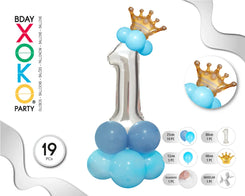 COLUMNA GLOBO PLATA AZUL Nº1 - yupiparty