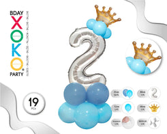 COLUMNA GLOBO PLATA AZUL Nº2 - yupiparty