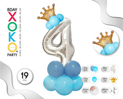 COLUMNA GLOBO PLATA AZUL Nº4 - yupiparty
