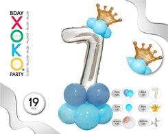 COLUMNA GLOBO PLATA AZUL Nº7 - yupiparty