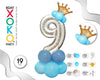 COLUMNA GLOBO PLATA AZUL Nº9 - yupiparty