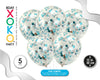 GLOBO CONFETTI 30CM 5PC AZUL+PLATA - yupiparty
