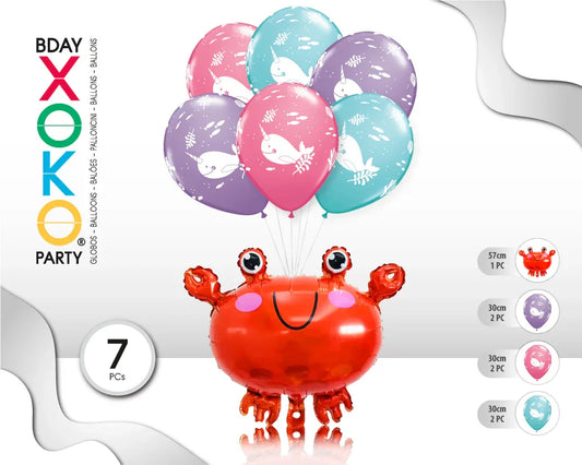 SET CANGREJO 7 GLOBOS - yupiparty