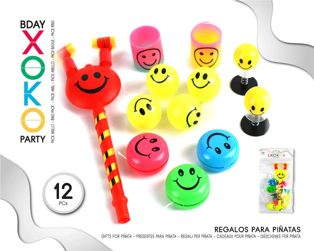 PACK PINATA EMOTICON 12PC 1 - yupiparty