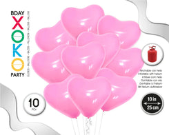 GLOBOS CORAZONES 10PC 10/25CM ROSA - yupiparty