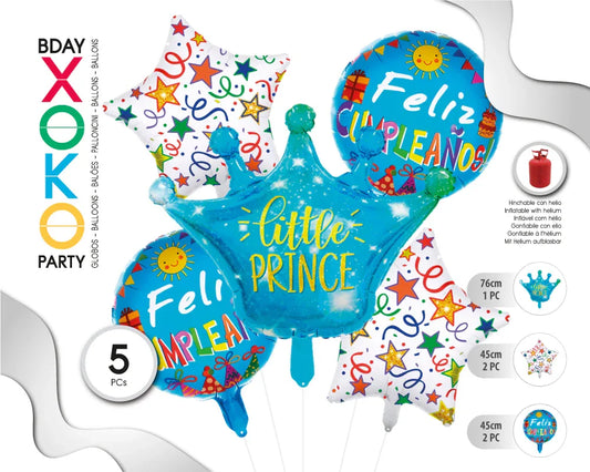 SET GLOBO MYLAR CORONA F.C 5PC - yupiparty
