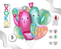 SET GLOBO MYLAR CACTUS 5PC - yupiparty