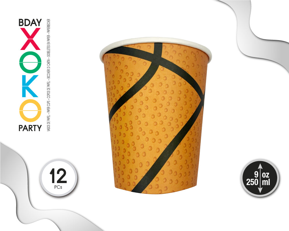 VASO 90Z/250ML BALONCESTO 12 PCS