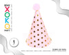 GORRO CONO ROSA TOPO ORO 1PC - yupiparty