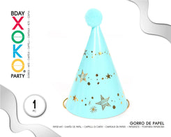 GORRO CONO AZUL GOLD STAR 1PC - yupiparty