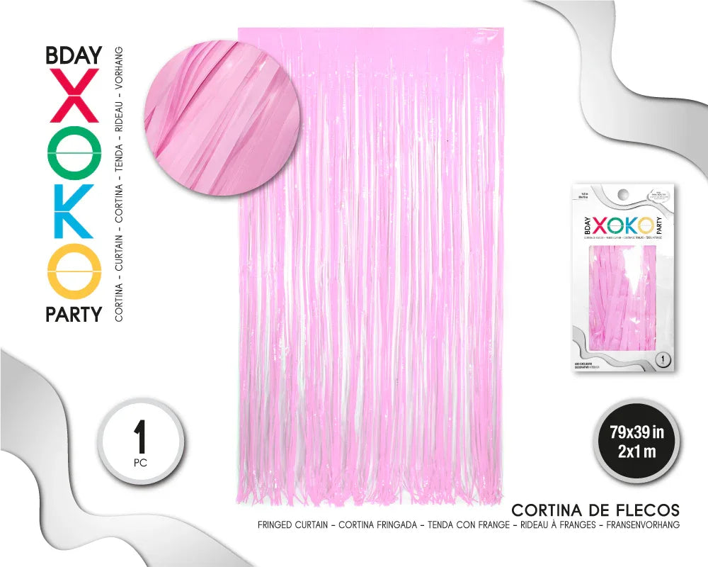 CORTINA DE FLECOS 1M*2M PASTEL ROSA - yupiparty