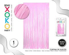 CORTINA DE FLECOS 1M*2M PASTEL ROSA - yupiparty