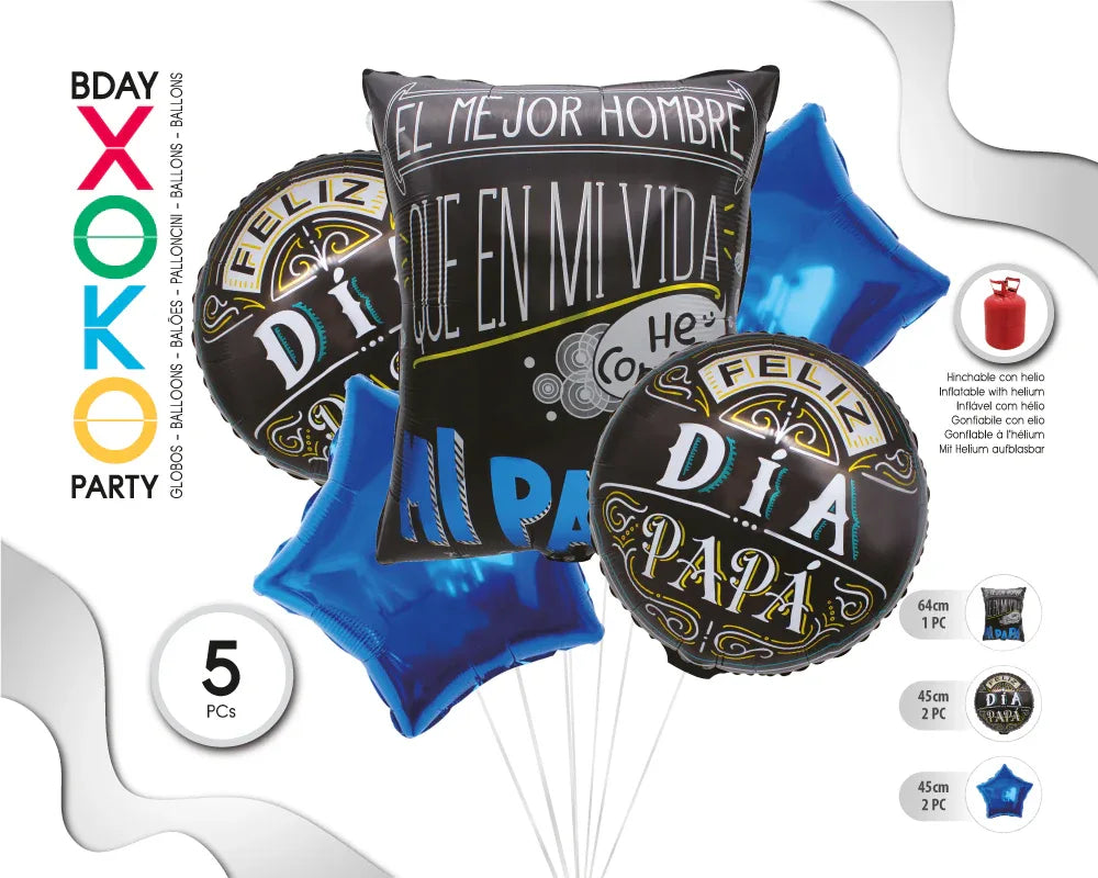 SET GLOBO MYLAR 5PC MEJOR PADRE - yupiparty