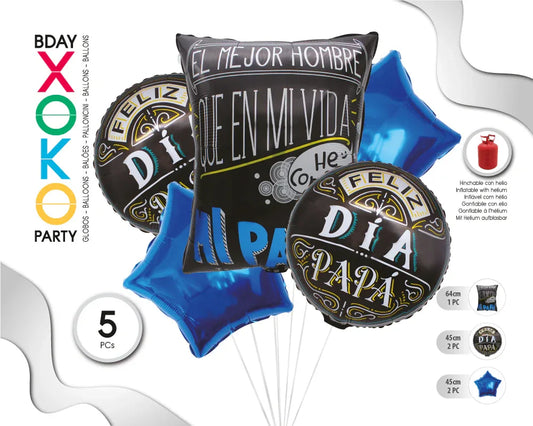 SET GLOBO MYLAR 5PC MEJOR PADRE - yupiparty