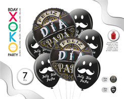 SET GLOBO MYLAR 7PC PADRE BIGOTE - yupiparty