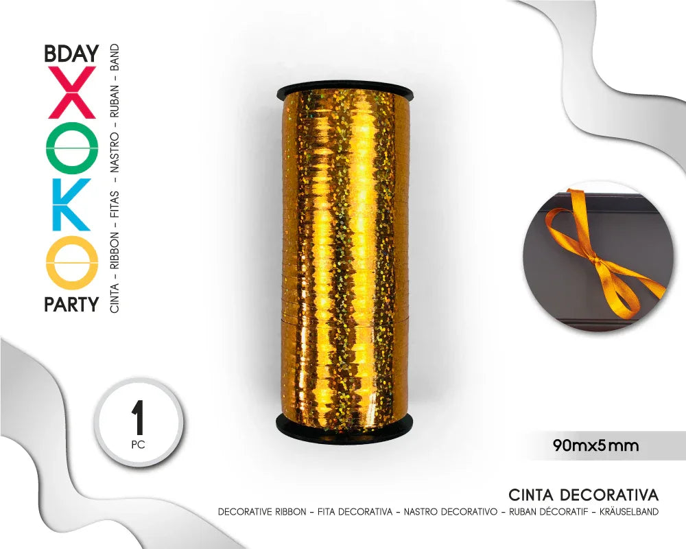 CINTA DECORATIVA GLOBOS 90M*5MM HOLO NAR - yupiparty