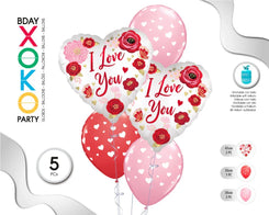SET CORAZONES TE QUIERO 5PC - yupiparty