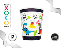 VASO 9OZ DINO 12PC - yupiparty