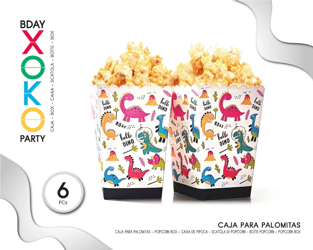 CAJA PALOMITA DINO 6PC - yupiparty