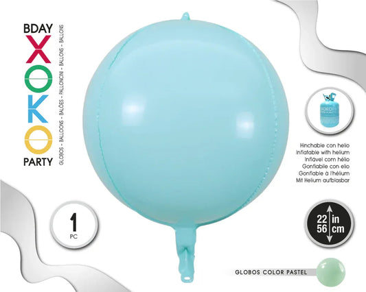 GLOBO FOIL ESFERA 55CM PASTEL AZUL - yupiparty