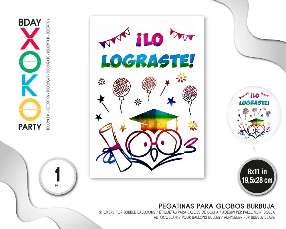 PEGATINA PARA GLOBO GRADUACION - yupiparty