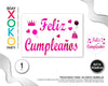 PEGATINA PARA GLOBO FELIZ CUMPLE FUCSIA - yupiparty