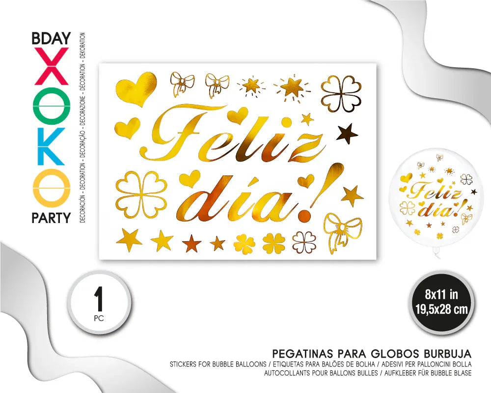 PEGATINA PARA GLOBO FELIZ DIA - yupiparty