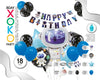 SET GLOBOS CON BANNER FELIZ C 18PC SPACE - yupiparty