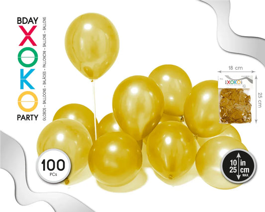 GLOBOS 100PC 9/25CM PERLA ORO - yupiparty